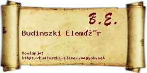 Budinszki Elemér névjegykártya